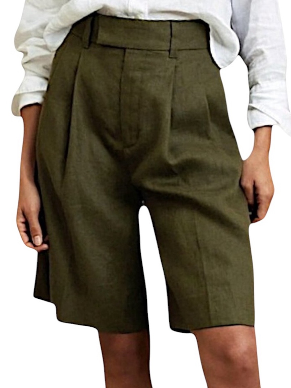 Banana Republic Palma Linen Bermuda Short Camo Green NWT Size 00 Petite - Picture 6 of 6